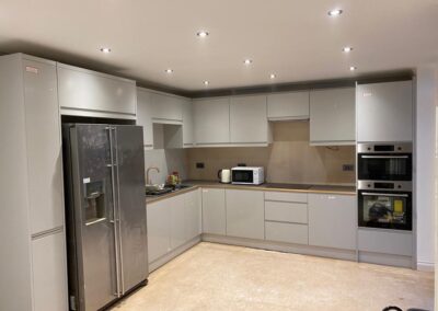 A newly installed grey kitchen